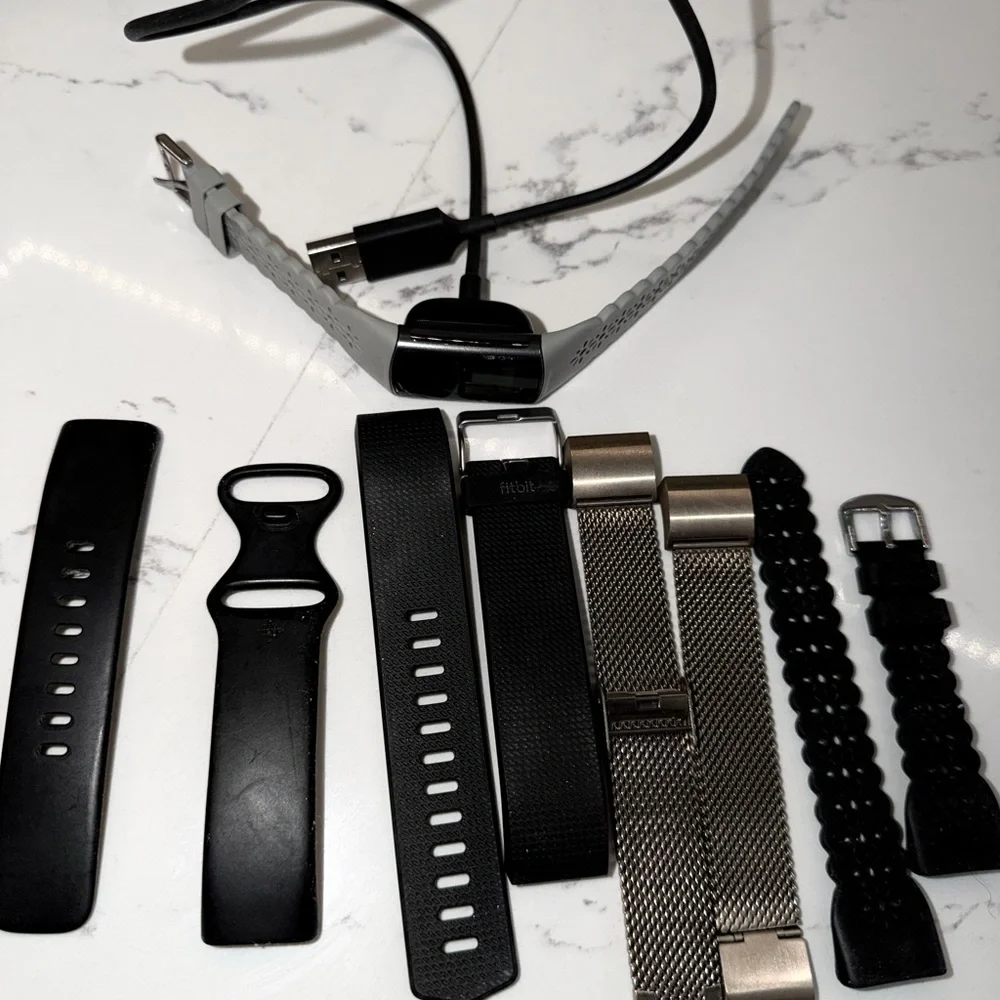 fitbit Light Gray Silicone Fitness Tracker Smartwatch with Vented Band